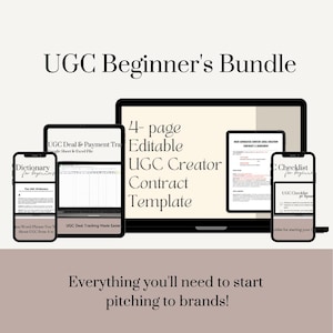 UGC Beginner&#39;s Bundle, UGC Contract, UGC Contract Template, ugc Payment Tracker, ugc Checklist, ugc Dictionary, ugc templates