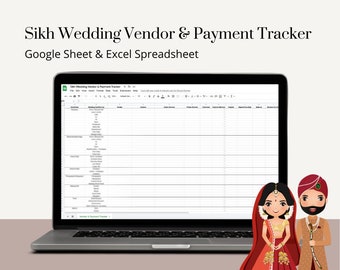 Sikh Wedding Vendor & Payment Tracker, Wedding Spreadsheet, Wedding Planner, Sikh Wedding Planner, Punjabi Wedding, Wedding Expense Tracker