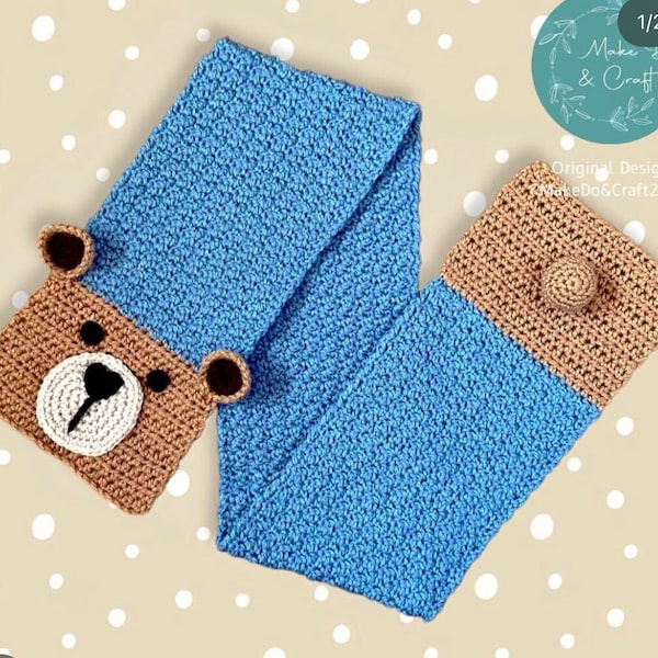 Teddy Bear Scarf Crochet Pattern - Children’s Scarf Pattern - Scarf - Teddy - Christmas Crochet Pattern