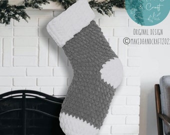 Crochet Christmas Stocking Plush Crochet Pattern - Large Stocking - Sack - Velvet Stocking - Christmas Crochet Pattern