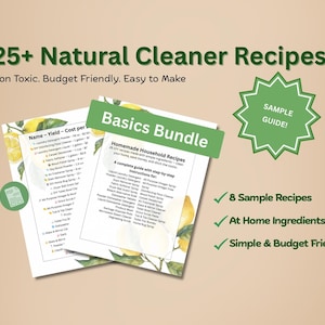 Basic Bundle | Natural Cleaner Recipe Guide | Non-Toxic and Eco Friendly Cleaning Recipes | Printable Ingredient List PDF