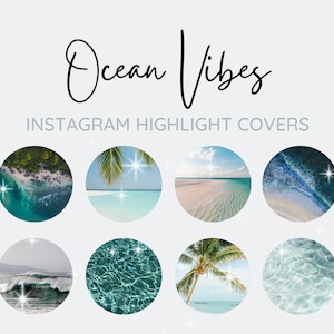 12 Ocean Vibes Instagram Highlights, Tropical Beach Instagram Highlights, Blue Water Theme, Digital Download, High quality IG Covers
