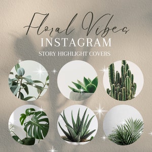 6 Floral Vibes Instagram Highlights, Green Plant Instagram Highlights, Natural Theme, Digital Download, High quality IG Covers