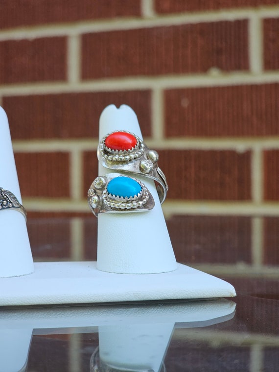 Sterling Turquoise & Coral Ring