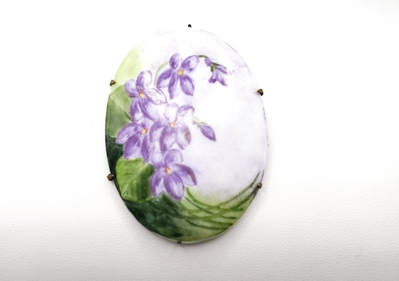 Hand Painted Porcelain Brooch - image 1