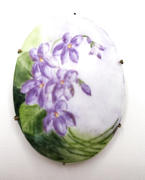 Hand Painted Porcelain Brooch - image 2