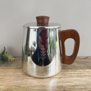 Mid Century Sona Coffee Pot, Wood Handle Teapot, Vintage Aluminium Teaware