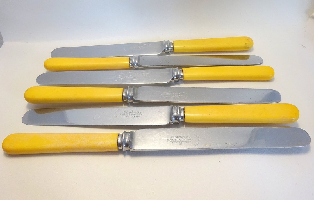 Vintage Dinner Knives Table Knives Set of 6 Round End Etsy