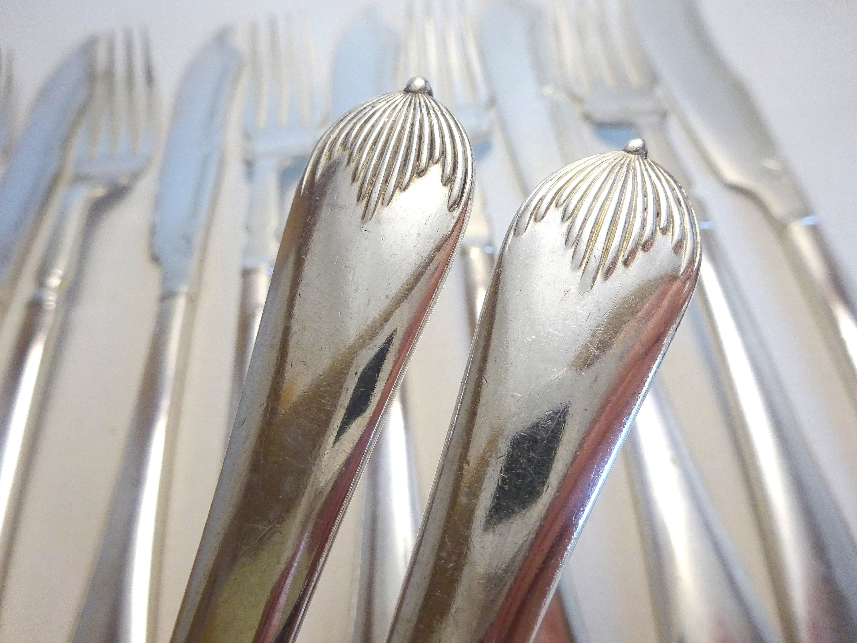 Scarce Antique Victorian Set of Queen Anne Pattern Silver Plated Fish ...