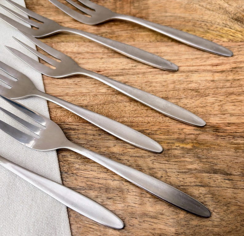 Simple64 Forks Set of 6 Vintage Stainless Steel Cake or Pastry Forks, 5.5ins/14cm - Etsy