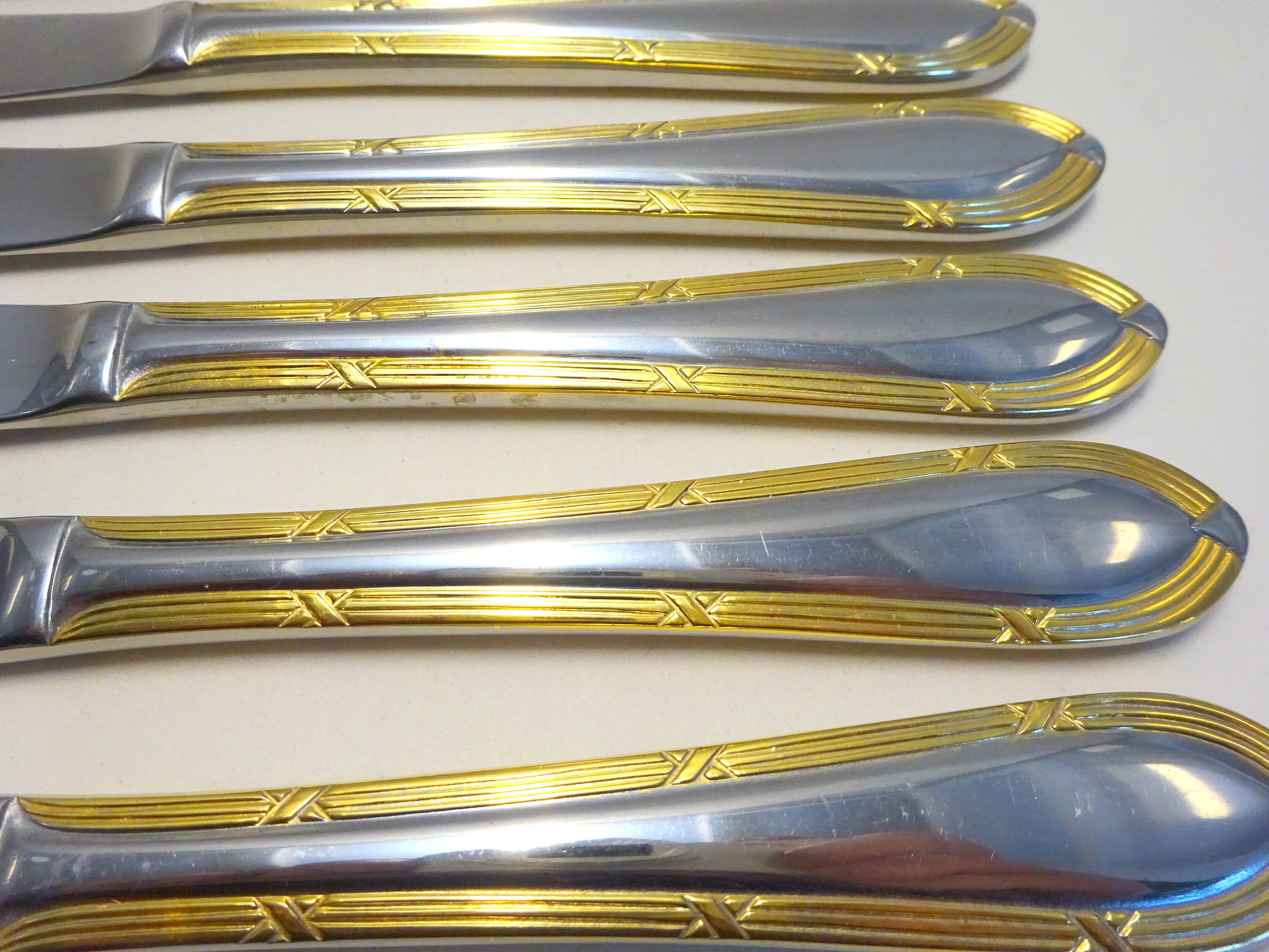 6 X SBS Solingen Stainless Steel Table Cutlery, Gold Accent Trim, 8.35ins Etsy