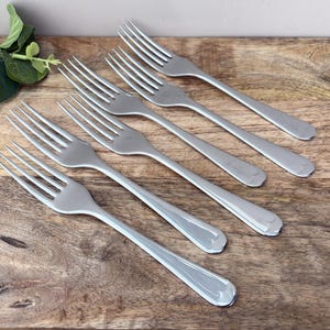 Chromium Plated Dessert or Salad Forks, Old English Pattern, Set of 6