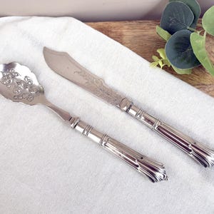 Antique Silver Plated Butter Spreader & Jam Spoon, Albany Pattern