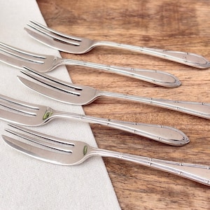 Vintage Silver Plated Cake Forks, Set of 5, EPNS Pastry Forks