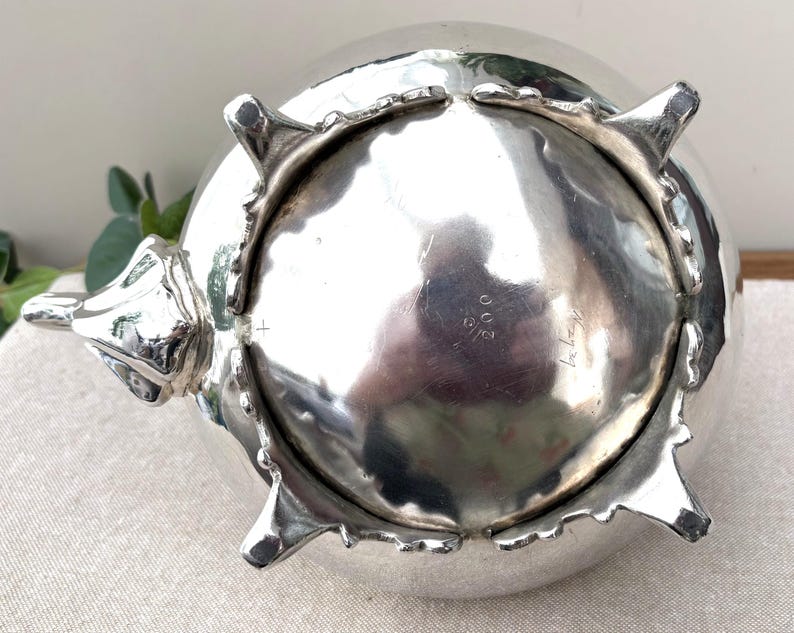 Antique Victorian Silver Plated Teapot, Repoussé Decoration, Ornate Footed Teaware image 12