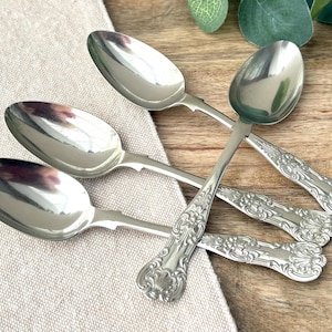 Viktorianische Wm Hutton Silberplatten Teelöffel, 4er Set, Queen's Pattern, Sheffield EPNS