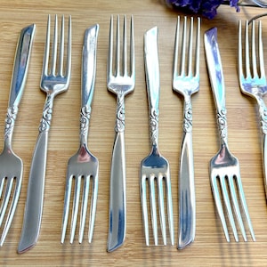 Set of 8 Vintage Oneida Community South Seas Silver Plated Dinner Forks, Table Forks
