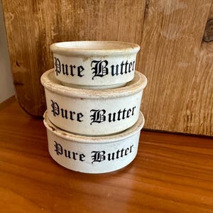 Rare - Stained and Crazed - Single - Antique English Ironstone - Ironstone Ointment Pot Base - Upcycled - Pure Butter - English Advertising