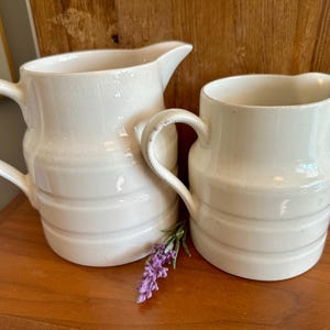 Antique - English Ironstone - Pitcher - Stamped - Ribbed - Made in England - Lord Nelson Ware - Elijah Cotton - Staffordshire