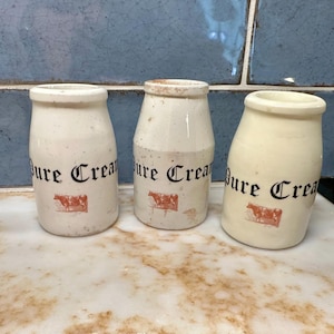 Single - Antique - English Ironstone - Cream Pot - Upcycled - Pure Cream - Vintage Style Transfer