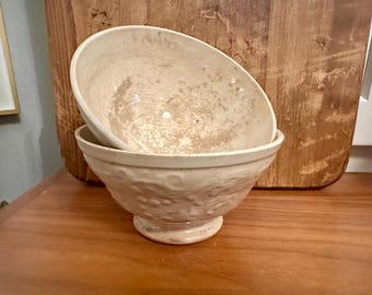 Rare - ONE - Antique French - Ironstone Cafe Au Lait Bowl with Embossed