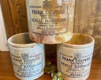 Antique - English Ironstone - Frank Cooper - Seville Marmalade Pots - English Advertising