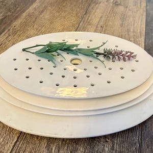 ONE - Antique - European - Ironstone -  Drain Plates - Oval Shaped - Four Sizes Available - Creamy White - Stackable - Stamped