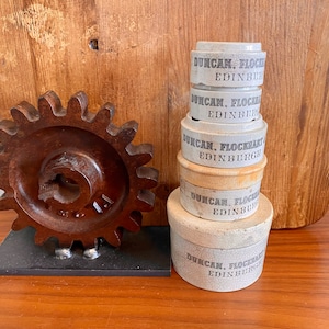Antique - English Advertising - Ironstone Pots and Lids - Duncan, Flockhart & Co. Edinburgh - Chemist - Ointment - Pots