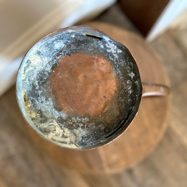 Antique - French - Copper - Pitcher - Jug - Rustic Farmhouse - Tavern Jug - Victorian Era