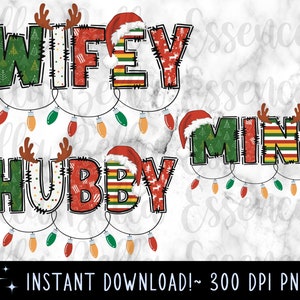 Hubby Wifey and Mini Png , Christmas Wifey and Hubby Shirt Designs