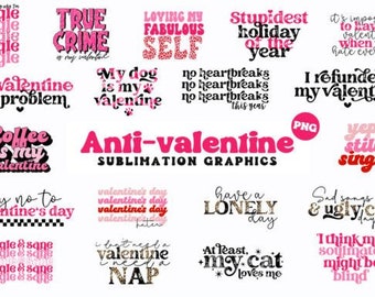 Anti Valentines Bundle | Funny Valentine Bundle, 20 Designs, Valentine's Day Card Design Bundle, Valentines png Bundle, Valentine's Day