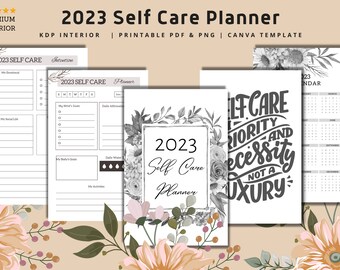 Descarga digital imprimible 2023 Calender Self Care Planner Self Care Journal (KDP Interior)