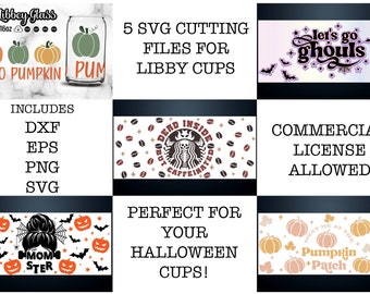5 Cute Halloween SVG PNG Ready to Cut Libby Cup Files