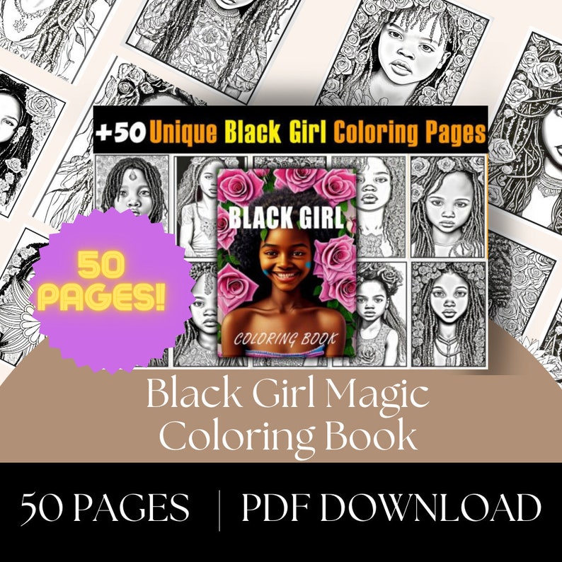 Coloring Pages DIGITAL DOWNLOAD Printable Black Girl Magic Coloring
