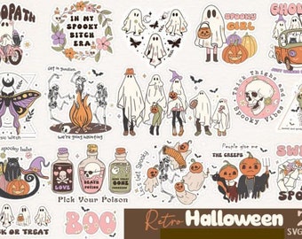 Retro Halloween Cute Spookies Book Girls SVG PNG Bundle