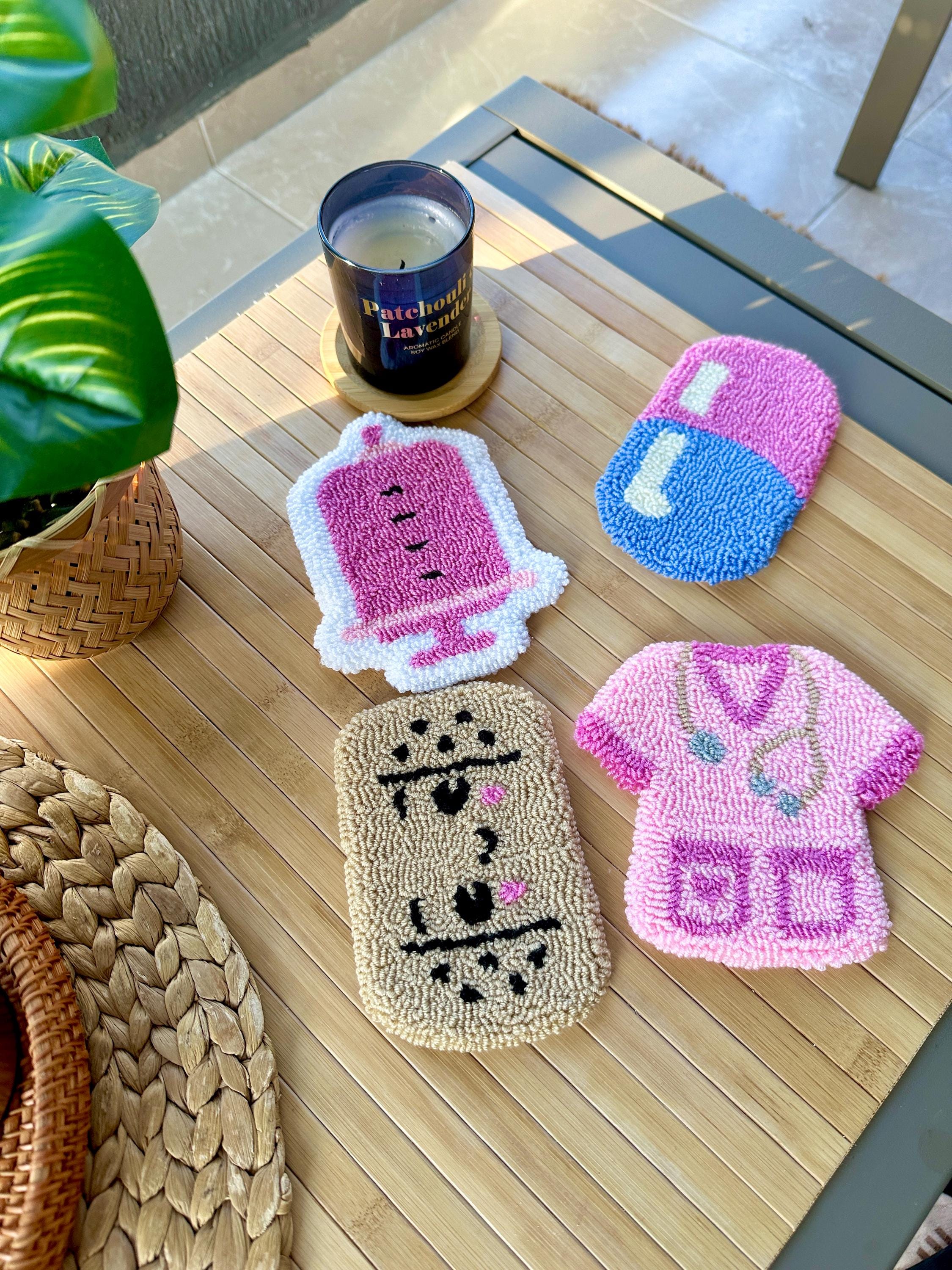 Nurse Punch Needle Coaster, Nurse Needle Mug Rug, Nurse Scrub