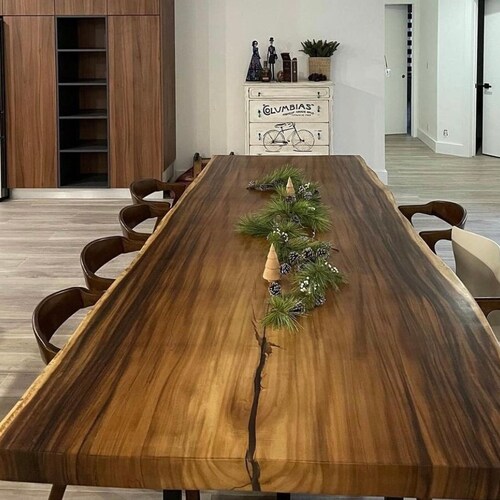 Live Edge Dining Table Kiln Dried Custom Monkey Pod Slabs Etsy
