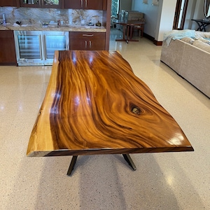 Solid Dining Table ~ Kiln Dried Live Edge Hardwoods~ Custom Orders ~ Monkey Pod, Teak, Mango, Tiger Wood