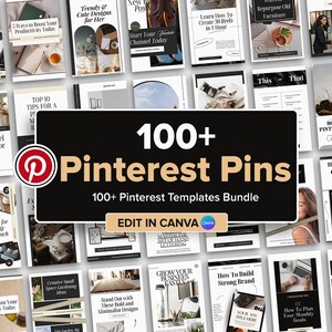 100+ Pinterest Pin Templates: Canva Social Media Bundle (1000x1500px) (Digital Download)