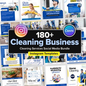 Cleaning Business Instagram Templates: 180+ Canva Social Media Posts (Digital Download)