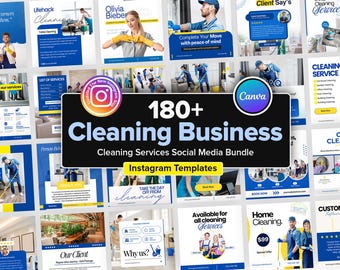 Modelos de Instagram para Negócios de Limpeza: Mais de 180 Postagens de Mídia Social do Canva (Download Digital)