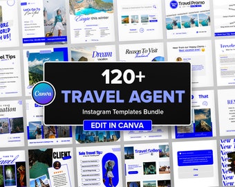 Travel Agent Instagram Templates: Social Media Bundle (Canva)