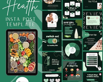 Health & Wellness Instagram Post Templates: Canva Social Media (50)