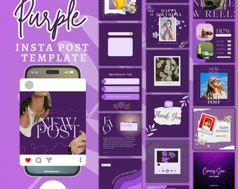 50 Purple Instagram Templates | Purple feed templates | Social Media Post Templates | Canva Template | Instagram Templates| Beautiful Purple