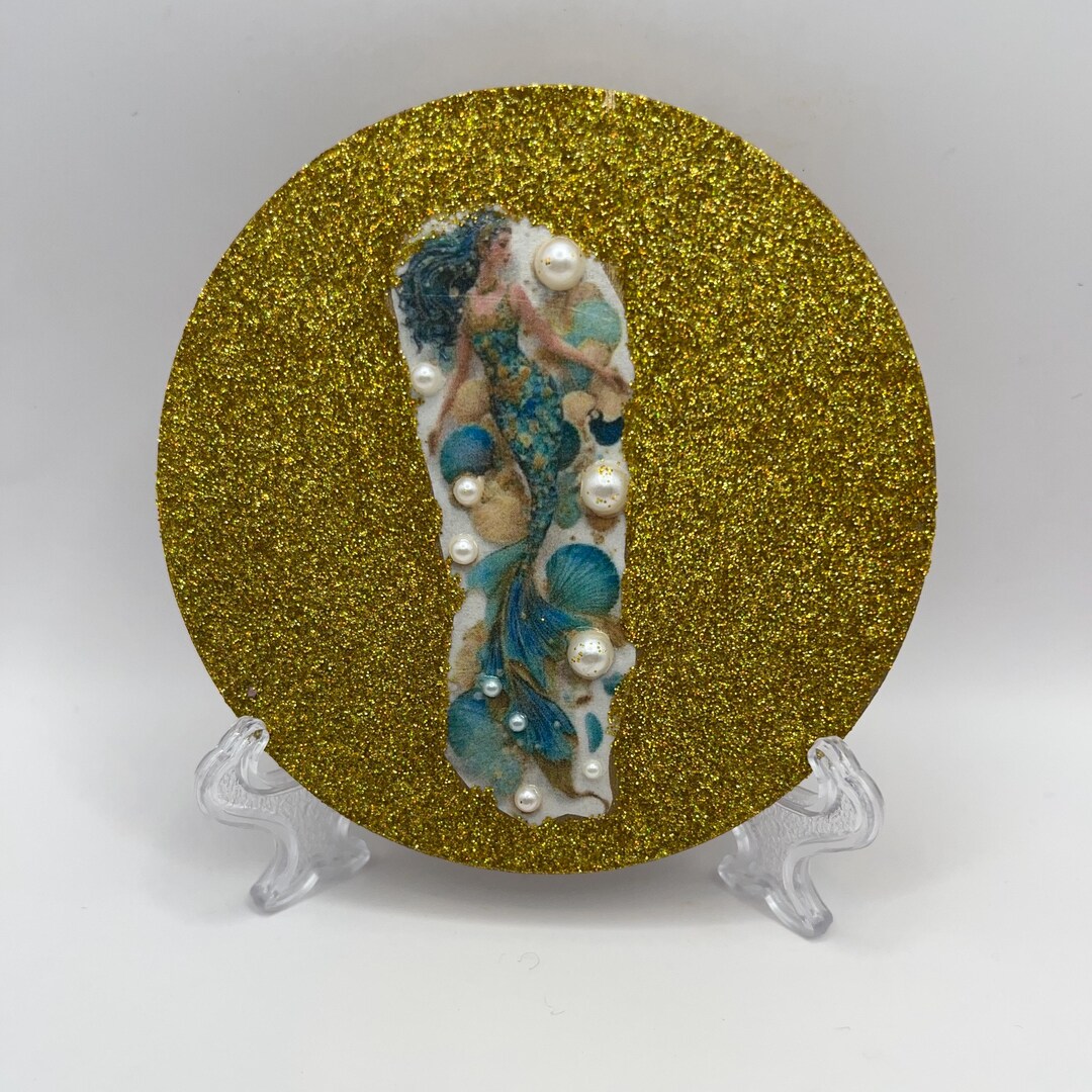 Set of Four Glittery Blue Mermaid Magnets With Faux Pearl Beads - Etsy