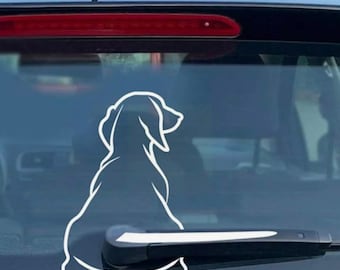 6,5, 8,5 oder 12,5 Zoll große Auto Aufkleber, Welpe, Wackelschwanz. Aufkleber Hund