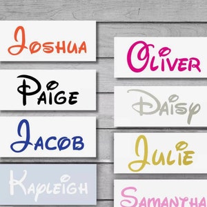 Disney-lettertype opstrijkbaar warmteoverdracht elke naam elke tekst verschillende kleuren en glitterkleuren