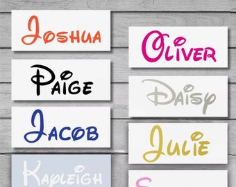 Disney Font iron on heat transfer any name Any text various colours and glitter colours