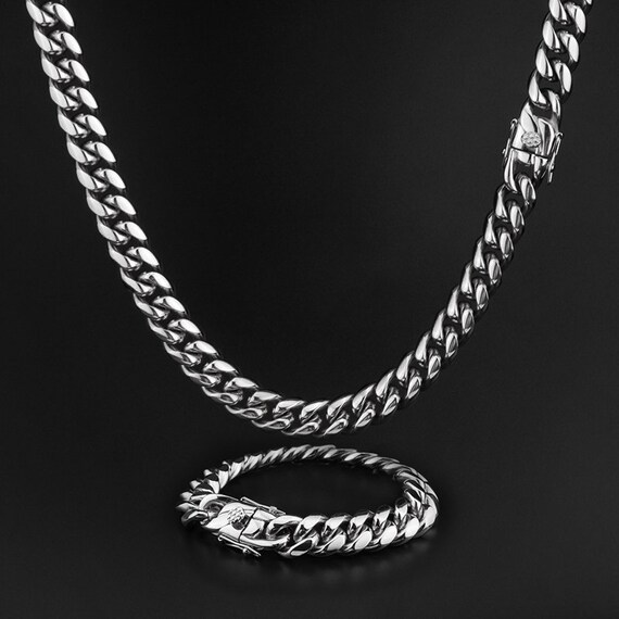 Hip Hop Jewelry 18K Gold Plated 316L Stainless Steel Miami Cuban