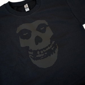 Handmade Misfits Skull Black on Black Sweatshirt